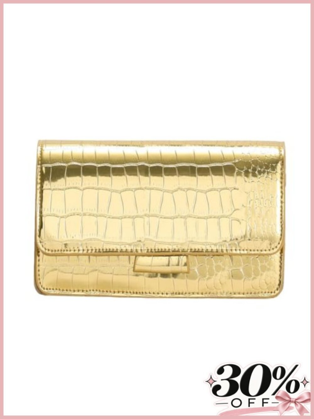 Faux Leather Croc Embossed Crossbody Bag with Chain Strap